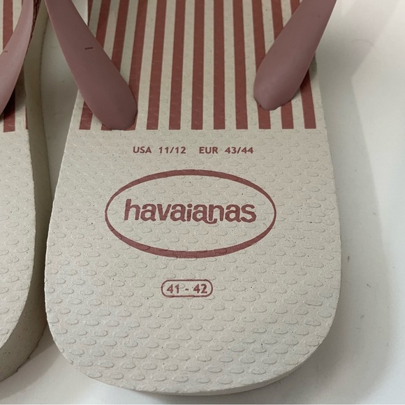 Havaianas Flip Flops Pink and Cream Stripe Size 11/12 (41/42) - Picture 4 of 4